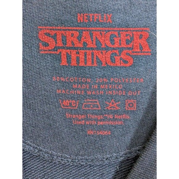 Stranger Things Sweatshirt Adult Medium Blue Pullover Netflix Stretch Crewneck - Picture 3 of 4
